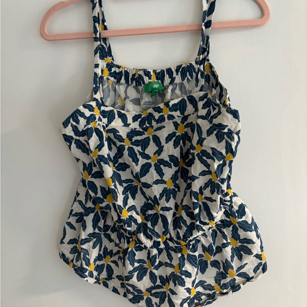 Dip Blue And Yellow Floral Top